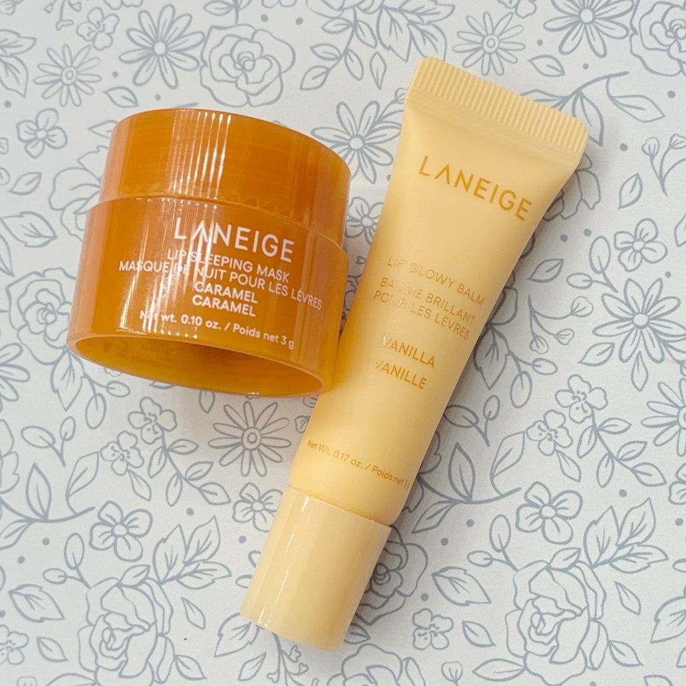 LANEIGE Caramel Lip Sleeping Mask and Vanilla Glowy Balm Set